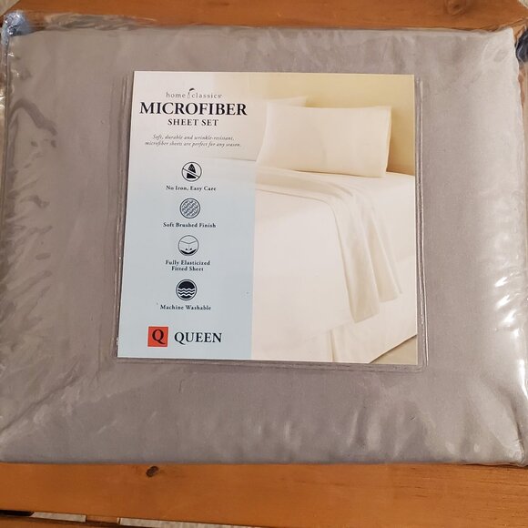 Home Classics Microfiber Sheet Set Queen Charcoal - Picture 5 of 5